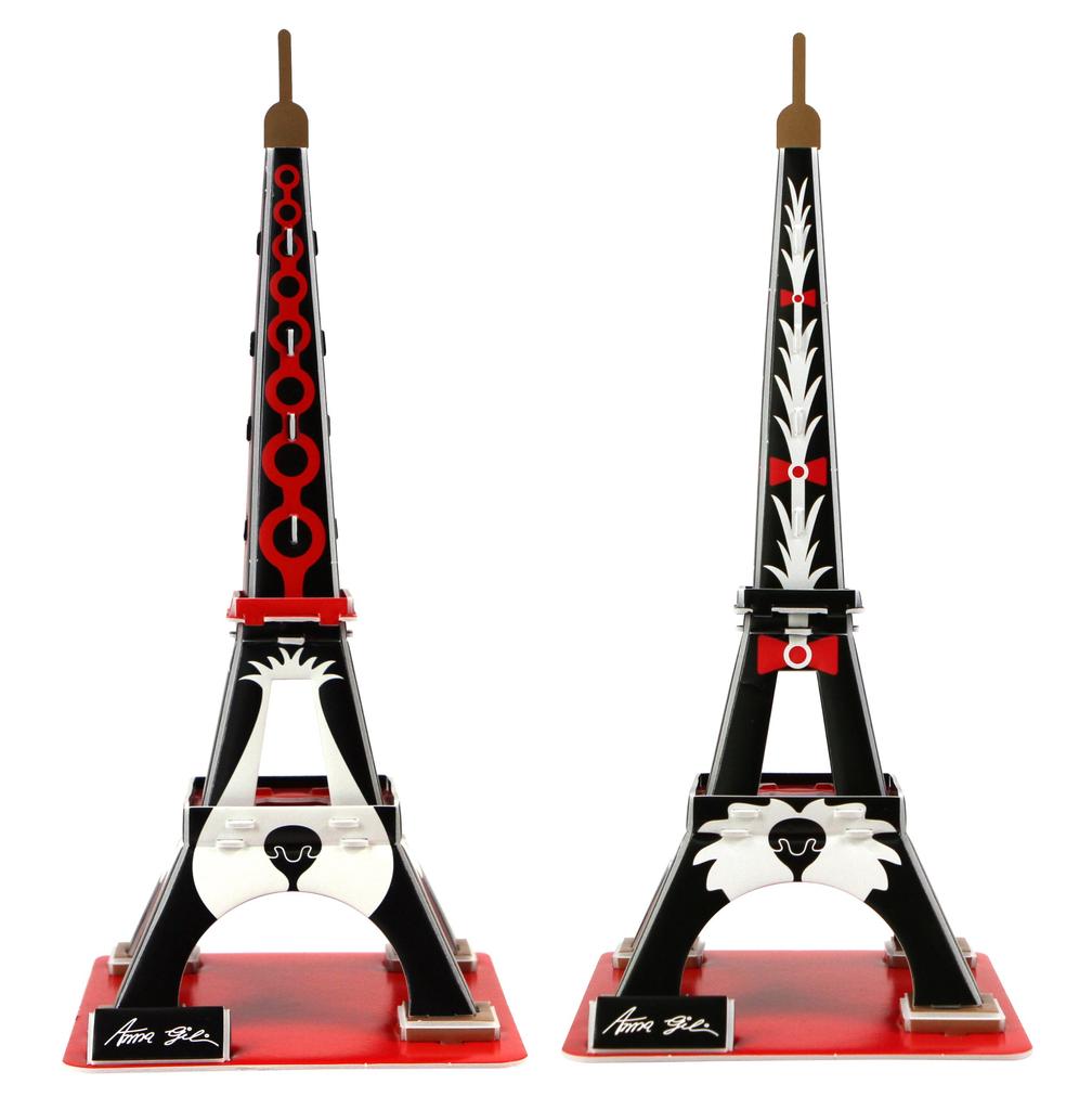 POP Out World 3D Art Series Eiffel Tower by Anna Gili Puppies (Male and Female)
