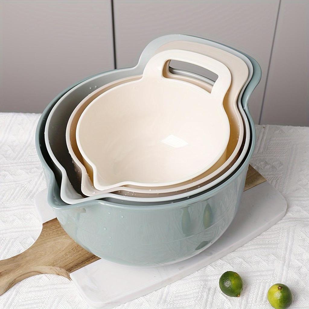 Набор из 4 пластиковых мисок для смешивания, Нескользящая салатница, Миски для подготовки к выпечке, Многоцелевые миски для полоскания, Кухонные принадлежности, Разные размеры