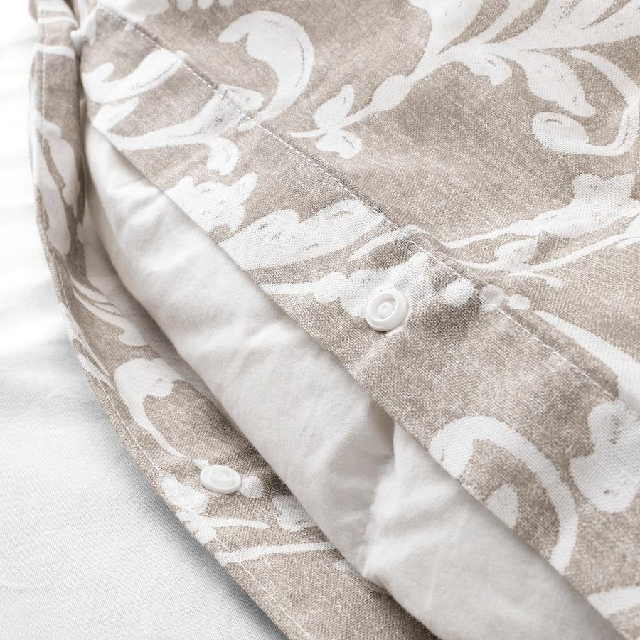 Пододеяльник и наволочка, VARBRACKA Duvet Cover and Pillowcase Beige/White, IKEA