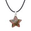Natural stone star pendant, Xiuyu, blue patterned stone, pentagram necklace, jewelry