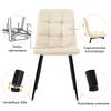 Dining Chair (4 pcs), Beige, Set of 4 Upholstered Design Chairs with Backrest, Velvet Seat, Metal Frame