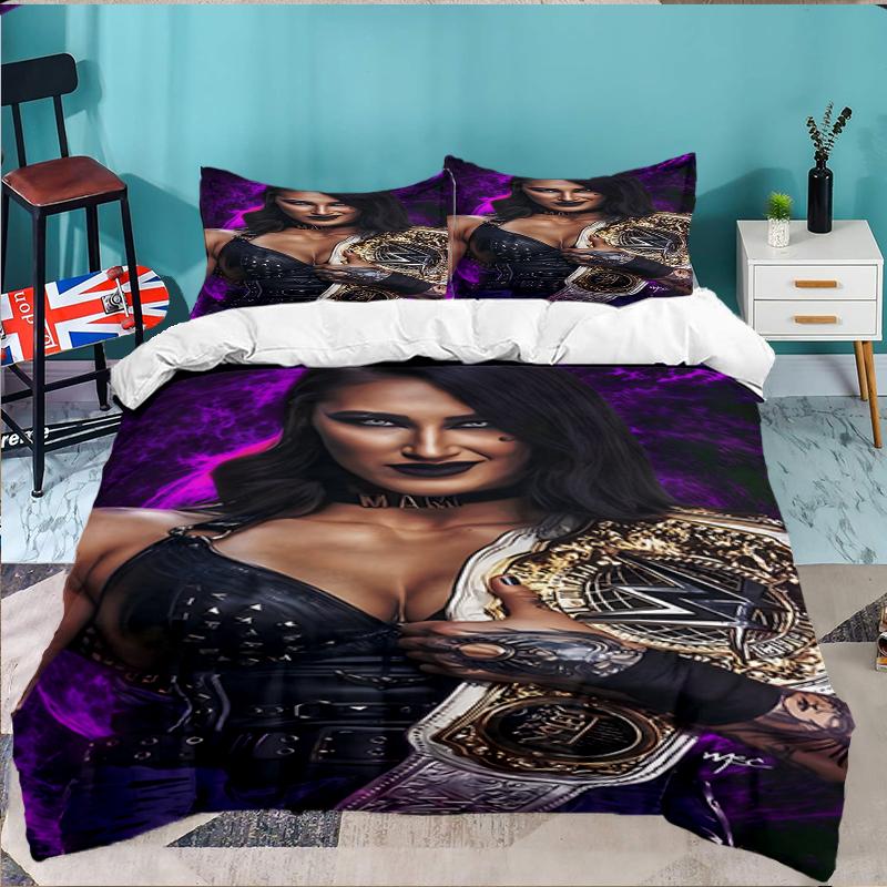 3PCS Wrestling Diva Championship Bedding set,Ideal for1pc Duvet Cover And 2pcs Pillowcases Perfect for Christmas gift,Ideal for Bedroom, Dormitory