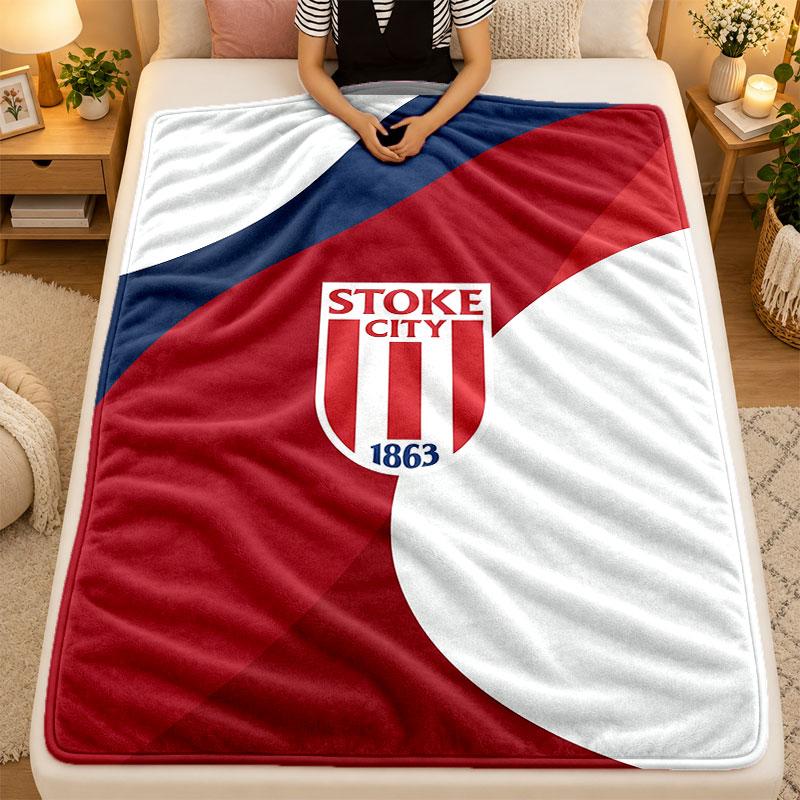 Flannel BlanketStoke City Football Warm Soft Throw Blanket for Indoor Sofa Bed Living Room Use
