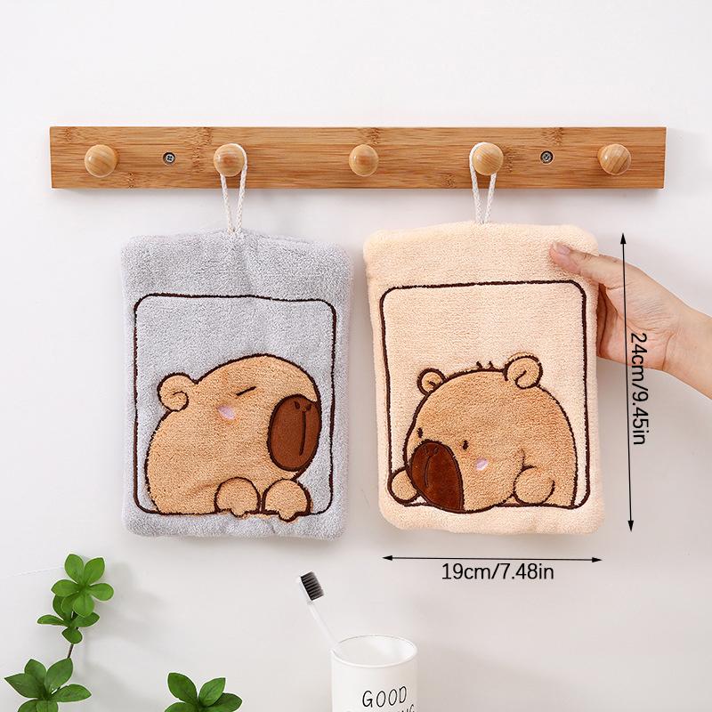 Милое полотенце для рук Capybara полотенце для рук Коралловый флис впитывающие полотенца для купания кухонные подвесные полотенца Мягкая тряпка для мытья посуды