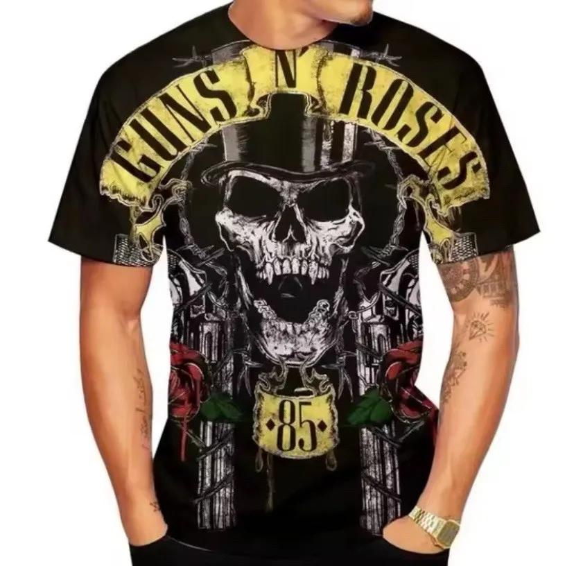 Футболка Rock Band Guns N' Roses 3D-печать Мужская Женская Мода