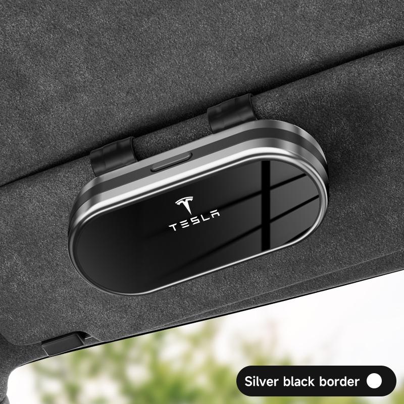 AMO1 Car Glasses Clip Sunglasses Box Sun Visor Eyeglasses Card Ticket Holder For Tesla SpaceX Model 3 Y S X Cybertruck Coil Highland