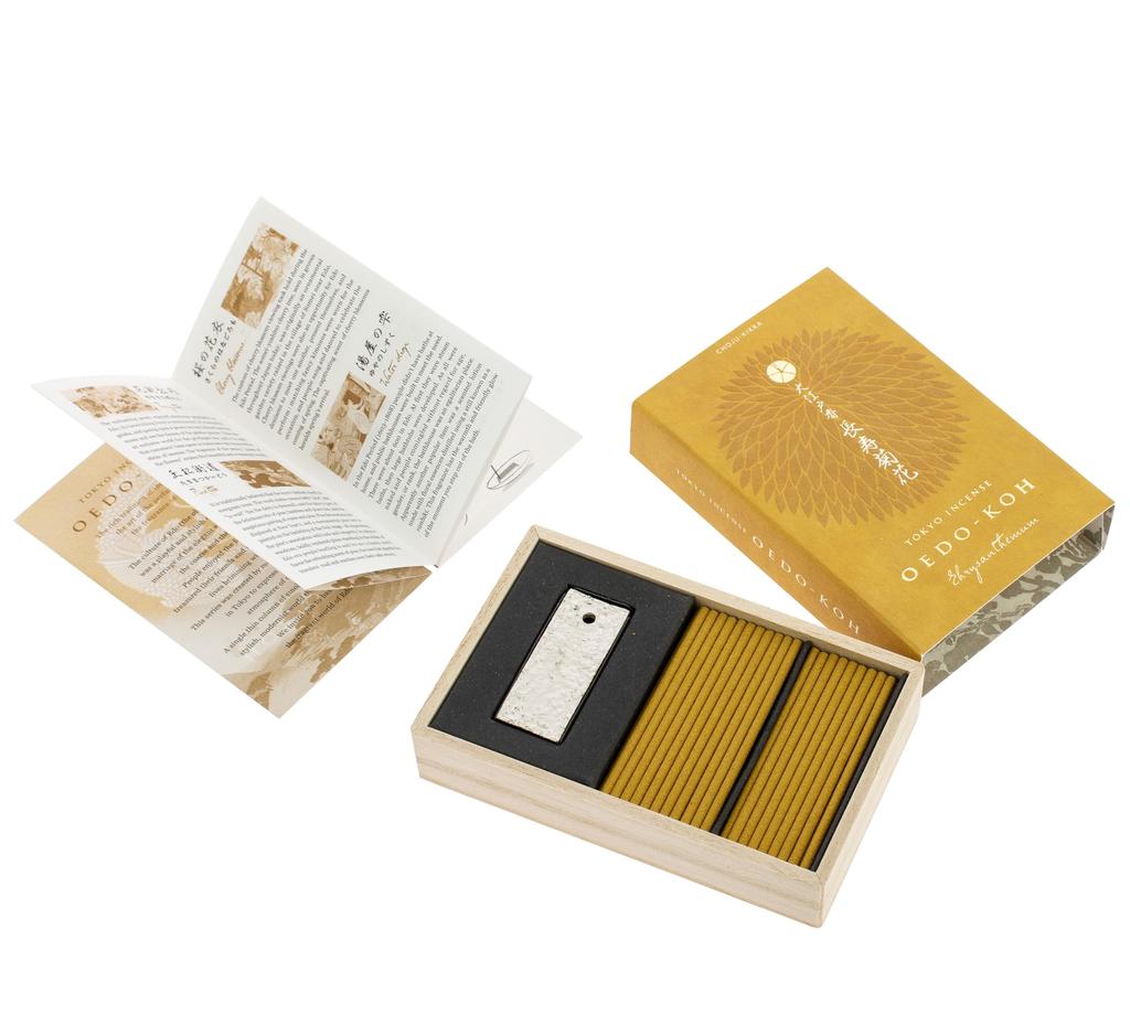 Nippon Kodo Oedo Благовония Долголетие Хризантема 60 палочек с подставкой для благовоний (Чоджу Кикка)