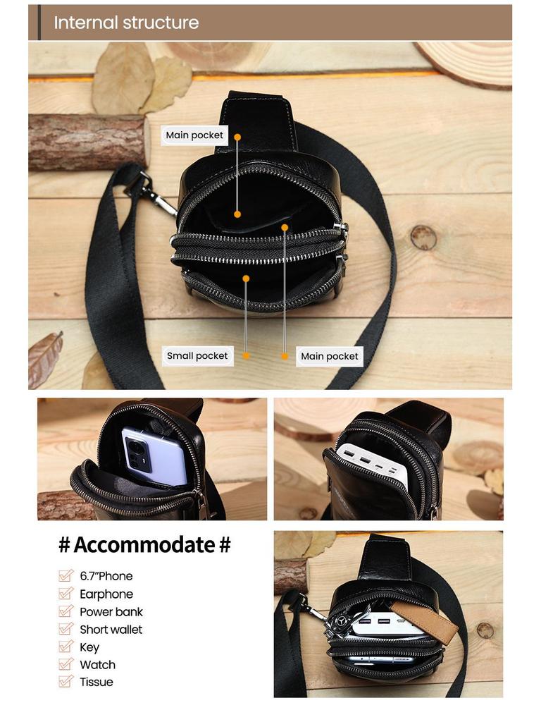 Мужская ретро сумка-кроссбоди из натуральной кожи - Модная наплечная сумка для поездок на работу