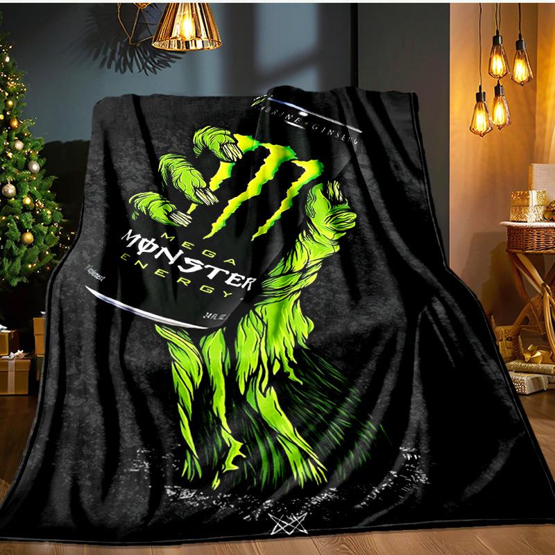 Monster Drink Blanket Flannel Throw for Sofa, Indoor, Camping, Living Room, Office, Chair, And Bed Soft Birthday Gift