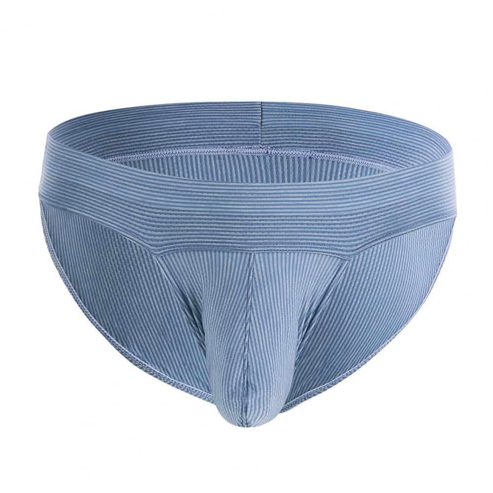 Breathable Men Briefs Men's Low-rise Striped Print Briefs with Wide Elastic Waistband Slim Fit Seamless U-convex for Daily