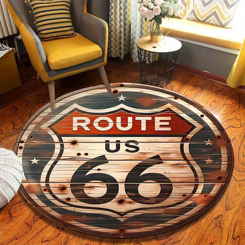 Круглый фланелевый коврик Route 66 - Высококачественный нескользящий коврик для кресла питомца, Подарок на День матери, Свадебный подарок для спальни, гостиной, Декор для дома