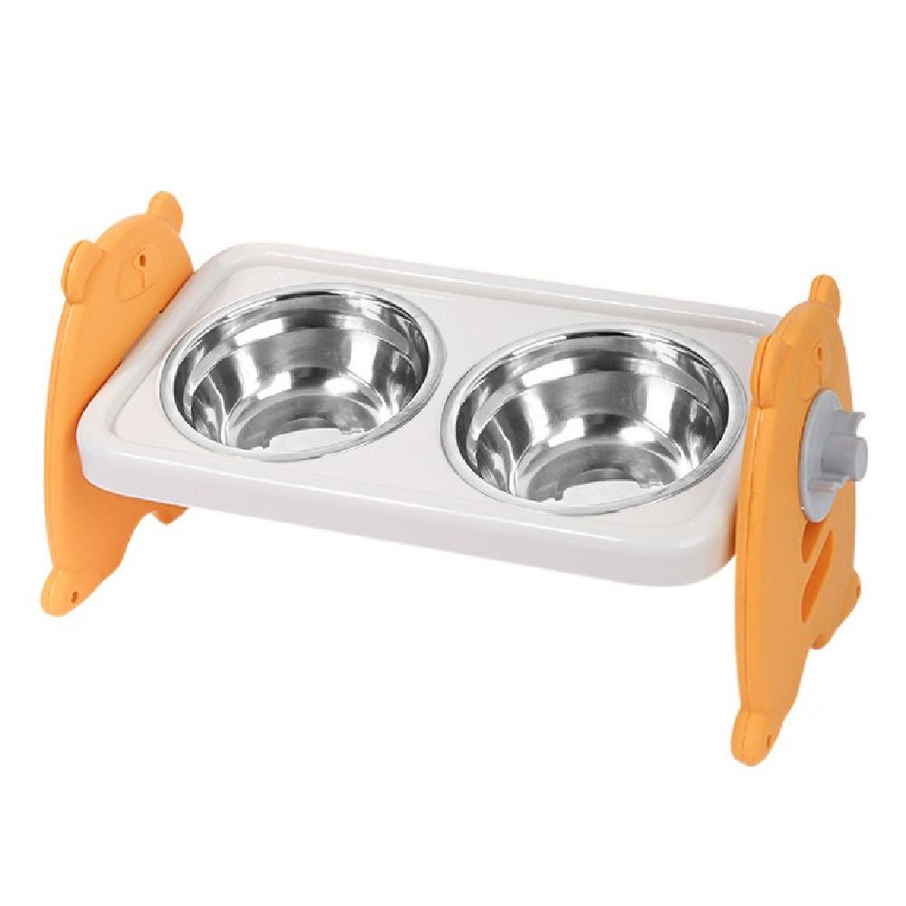 Double Bowls Pet High Footed Bowl 15 ° Slant Non-Slip Cat Food Water Bowl Anti-vomiting Multifunction Elevated Pet Feeder Bowl