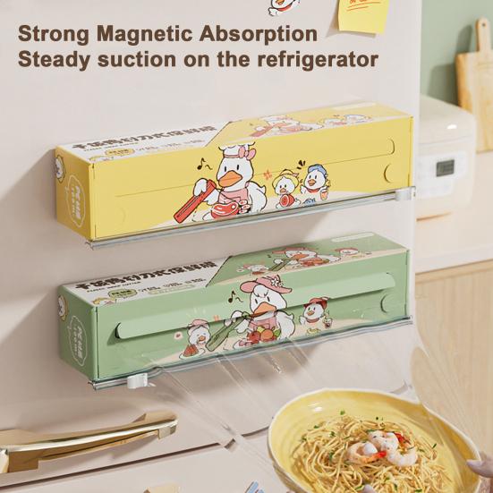 Диспенсер для пищевой пленки Saran Wrap со встроенным резаком, магнитное крепление на холодильник, кухонный резак для пищевой пленки, легкая резка без разрывов, органайзер для пищевой пленки