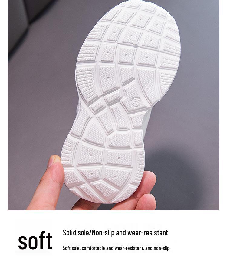 Kids' White and Black Leather Breathable Sports Shoes for Spring and Autumn - Boys and Girls