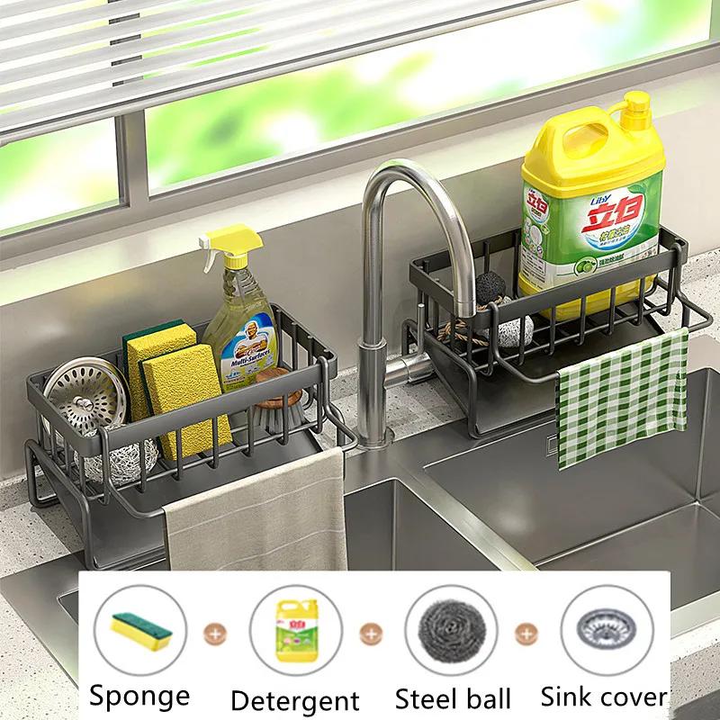 Kitchen Stainless Steel Sink Storage & Organization Rack Kitchen Spice Racks Household Items Shelf Acceesories for Accessories