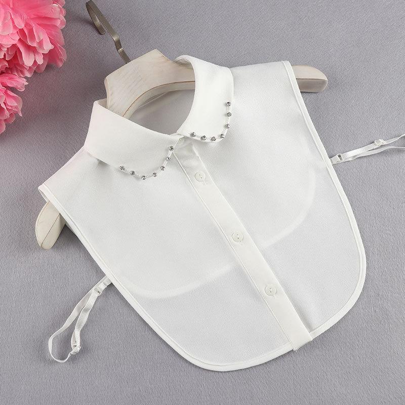 Универсальный фальшивый воротник Женская рубашка Декоративный воротник Свитер Аксессуар Воротник рубашки Белый фальшивый воротник с бусинами