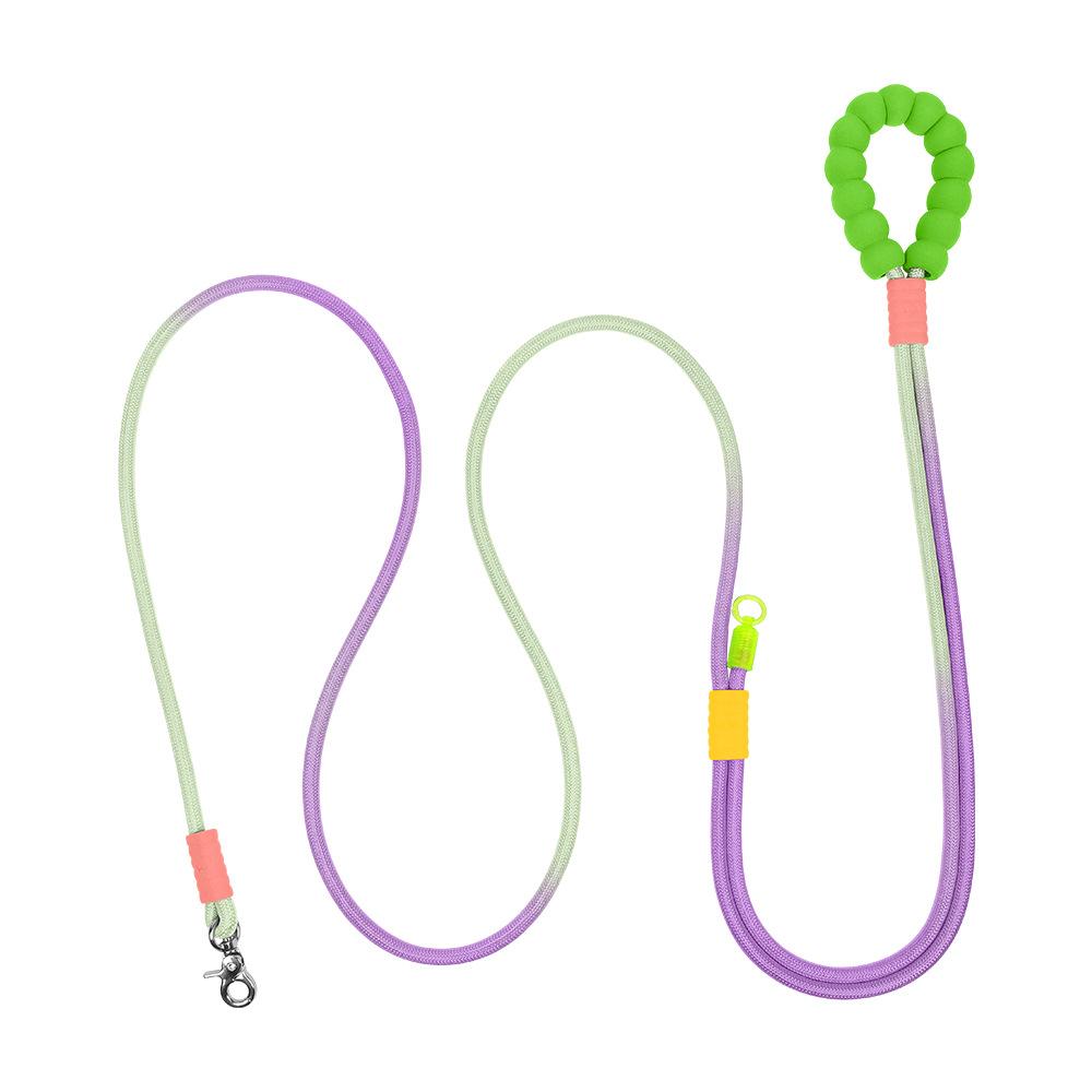 New hot selling colour dog leash dopamine walking pet p-leash, large, medium and small dog colour gradient leash dog poop bag.