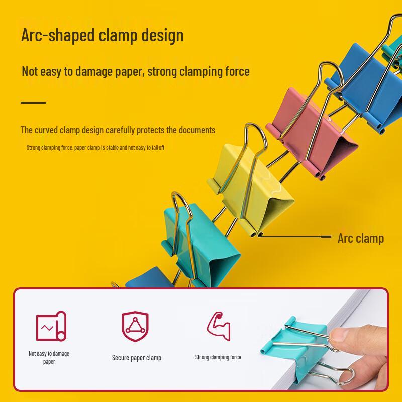 Deli 41mm Colored Metal Binder Clips, 48 Count