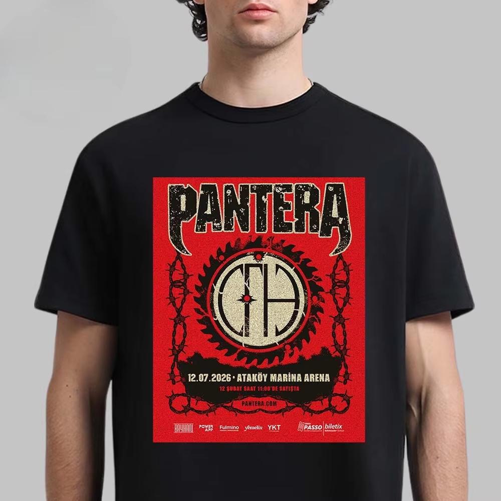 Pantera 2025 European North American Tour Graphic Tee Snake Cross Heavy Metal Streetwear Casual Unisex