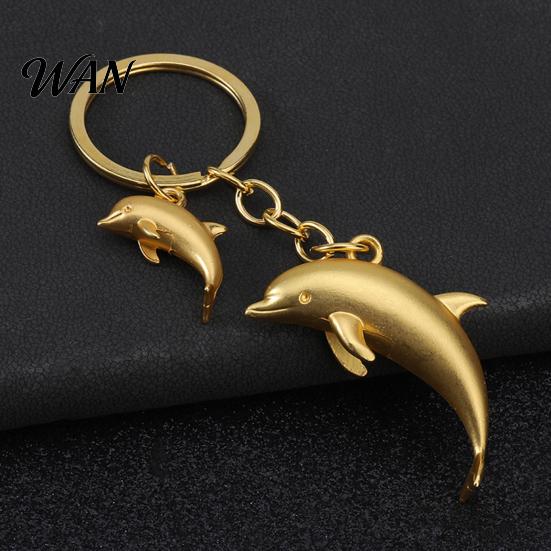 Keychain Charm Pendant Zinc Alloy Dolphin Design Key Chain Easy to Hang Electroplated Metal Ring Backpack Car Accessory