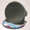 Hand mirror round shape compact high color hemp leaf blue 100 cotton fabric made Japan lightweight portable touch-up grooming small Japanese style