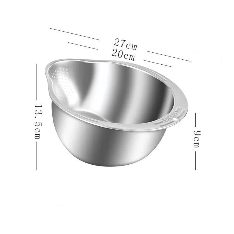 Rice Washer Strainer Bowl Stainless Steel 304 Rice Washing Bowl Rice Sieve Colander Fruit And Vegetable Strainer Kitchen Tools