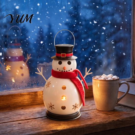 Iron Taper Candle Stand Christmas Snowman Holder, Tealight for Tabletop Decor, Indoor Party Atmosphere Decor Festive Holiday Centerpiece Mantel Party,