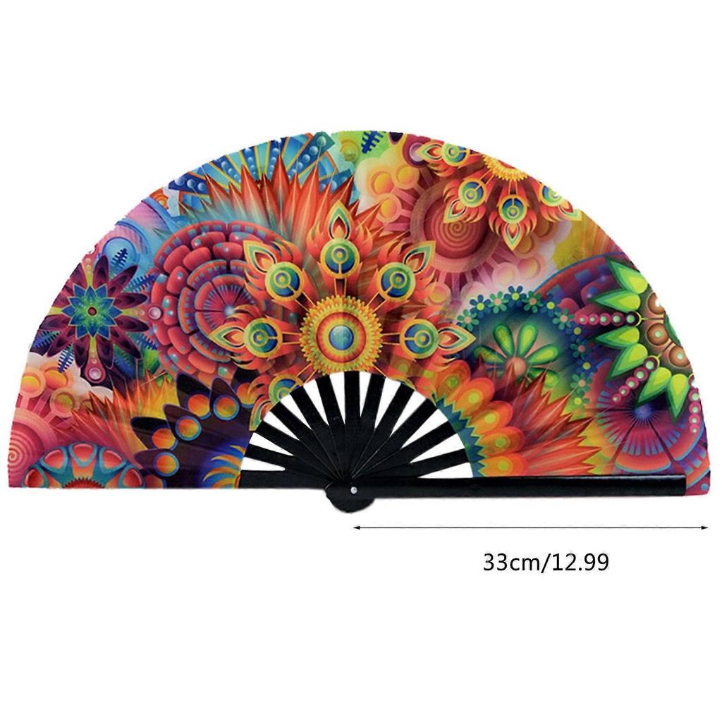 Festival Fan Folding Fan Hand Fan Hand Dance Fan for Women Men Hand Fan for Party Raves Fan Large Folding Hand Raves Fan Multicolor