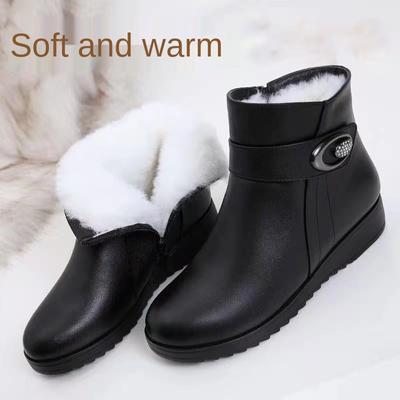 Зимняя повседневная обувь из хлопка 2024 года, женские зимние ботинки, ботильоны на плоской подошве, женские теплые туфли на платформе, кожаные толстые меховые ботинки Zapatos