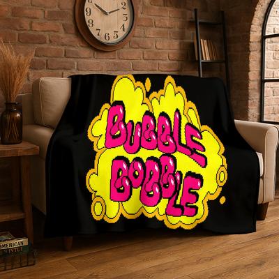 Ретро Мультяшная Игра Bubble Bobble Фланелевое Одеяло Мягкое Теплое Плед для Спальни Гостиной Кровати Поездки Кемпинга Пикника Подарок