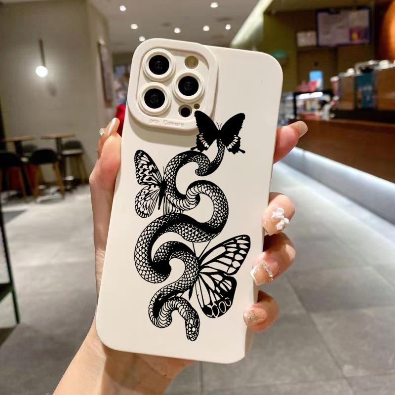 Милый забавный чехол-змея для телефона iPhone 17 16E 11 12 13 14 15 16 17 Air Pro Max XS XR X 8 7 Plus SE2 Plus Матовый мягкий чехол