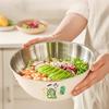 1 шт. Салатник из утолщенной нержавеющей стали большой вместимости, подходит для домашних кухонь, умывальников, мытья овощей, взбивания яиц, кулинарных мисок