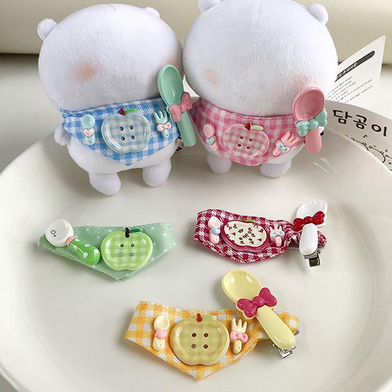 Self Deprecating Bear 10cm Doll Apple Bib Accessories Soft Cotton Plush Gift for Kids Display Shelf