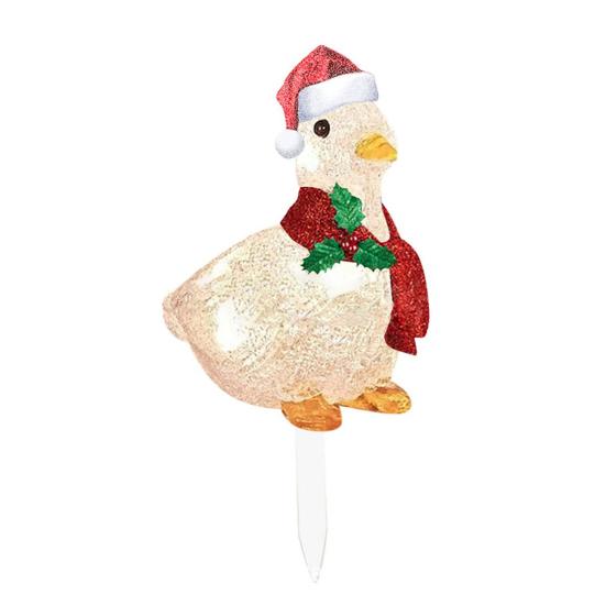 Christmas Light-up Duck Ornament Lighted Acrylic 2D Duck Decoration with Scarf And Santa Hat Outdoor Duck Ornament for Yard Garden Patio Lawn Holiday