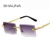 SHAUNA Модные прямоугольные солнцезащитные очки без оправы с градиентными оттенками UV400