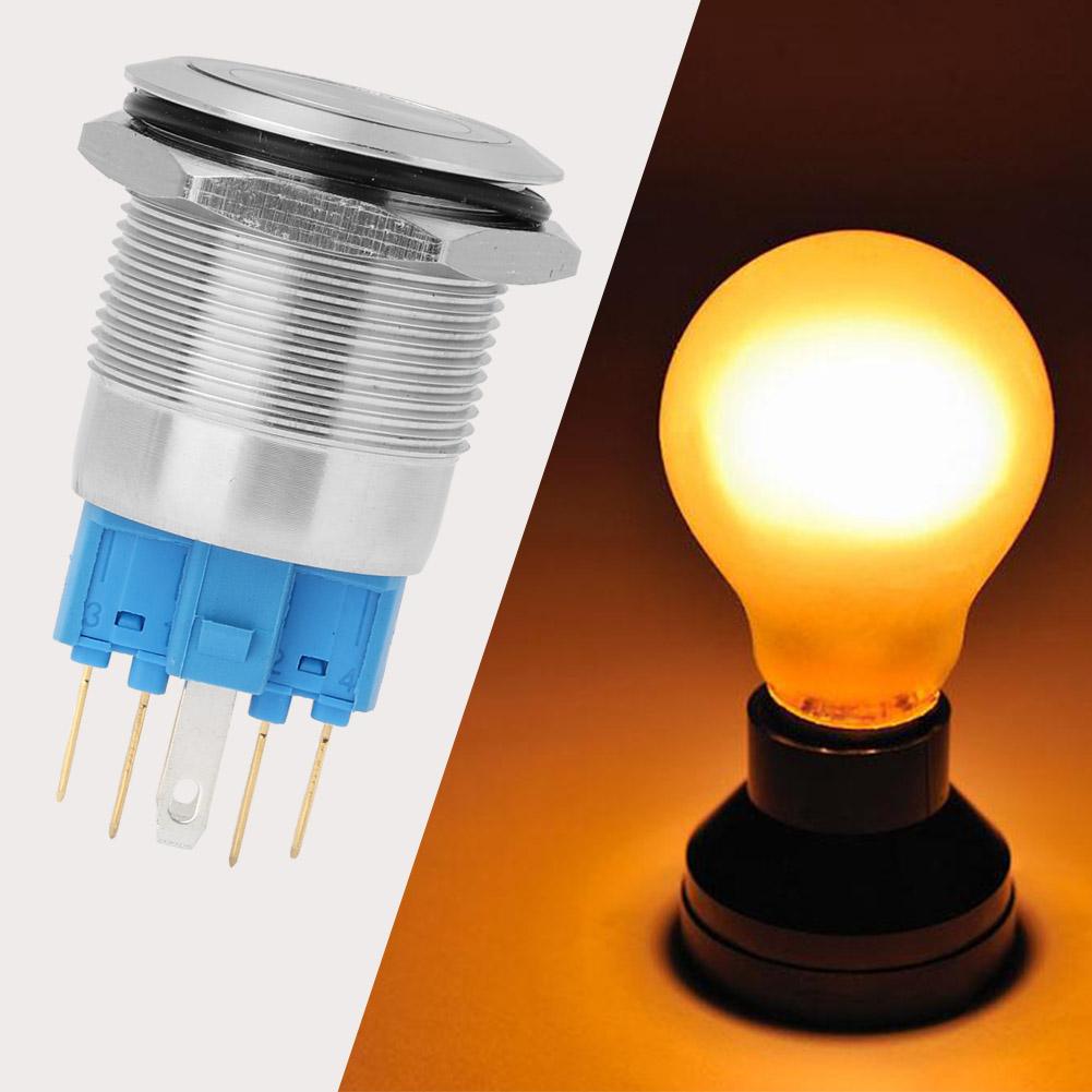 20 шт. 22 мм самоблокирующийся тип плоская головка с подсветкой кнопочный переключатель из нержавеющей стали(синий)