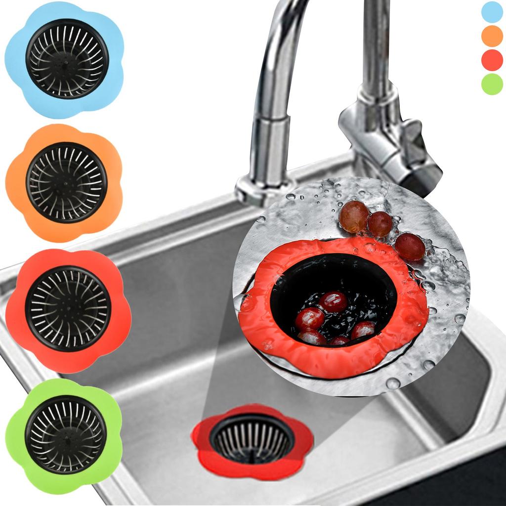 Sagit Flower Shaped Silicone TPR Kitchen Sink Strainer Bathroom Shower Sink Cover Sewer Filter Bathroom Tool