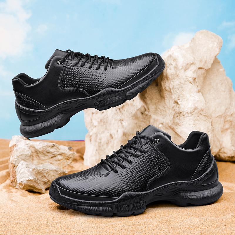 Fashion Genuine Leather Men's Shoes Comfortable Casual Shoes for Men Autumn Solid Male Sneakers Non-Slip Sports Shoes Treking Footwear
