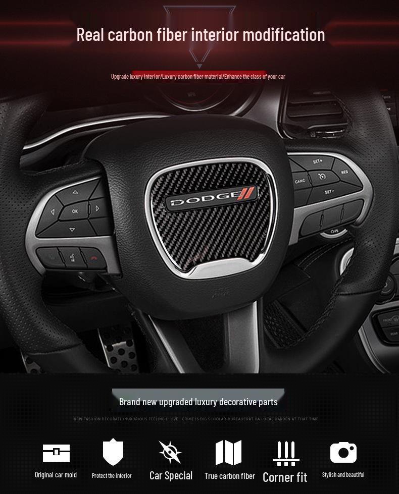 Комплект для обновления интерьера из углеволокна для Dodge Challenger - Рулевое колесо, Дверь, Консоль, Наклейки на фары