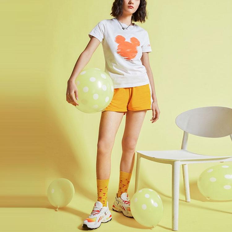 Li-Ning Футболка с короткими рукавами и силуэтом Disney Kung Fu Mickey, женские топы, стандартный белый AHSQ144-4