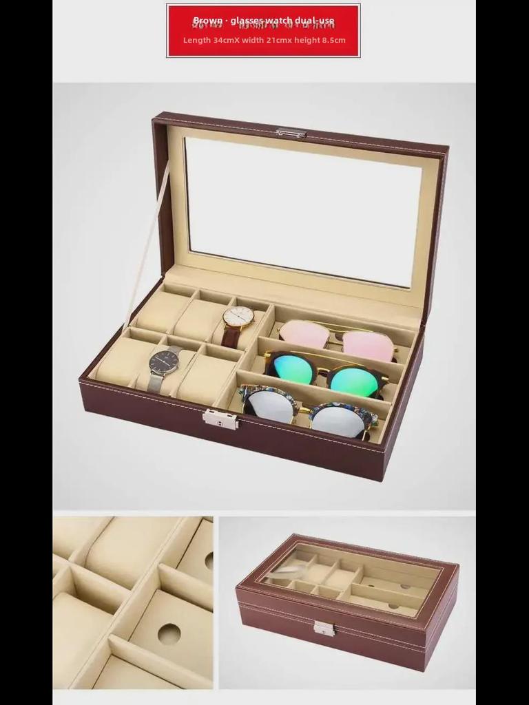 Large Capacity Leather Glasses Storage Box for Sunglasses - Elegant Gift Box