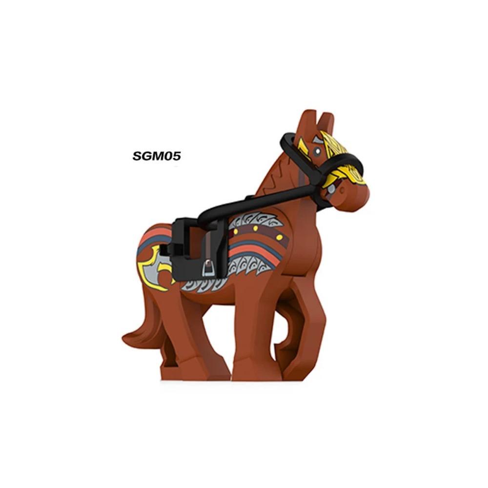 Военные Средневековые Строительные Блоки Фигурки Солдат Рыцарская Экипировка Аксессуары для Животных Маунт Броня Боевой Конь Мини Кирпичики MOC