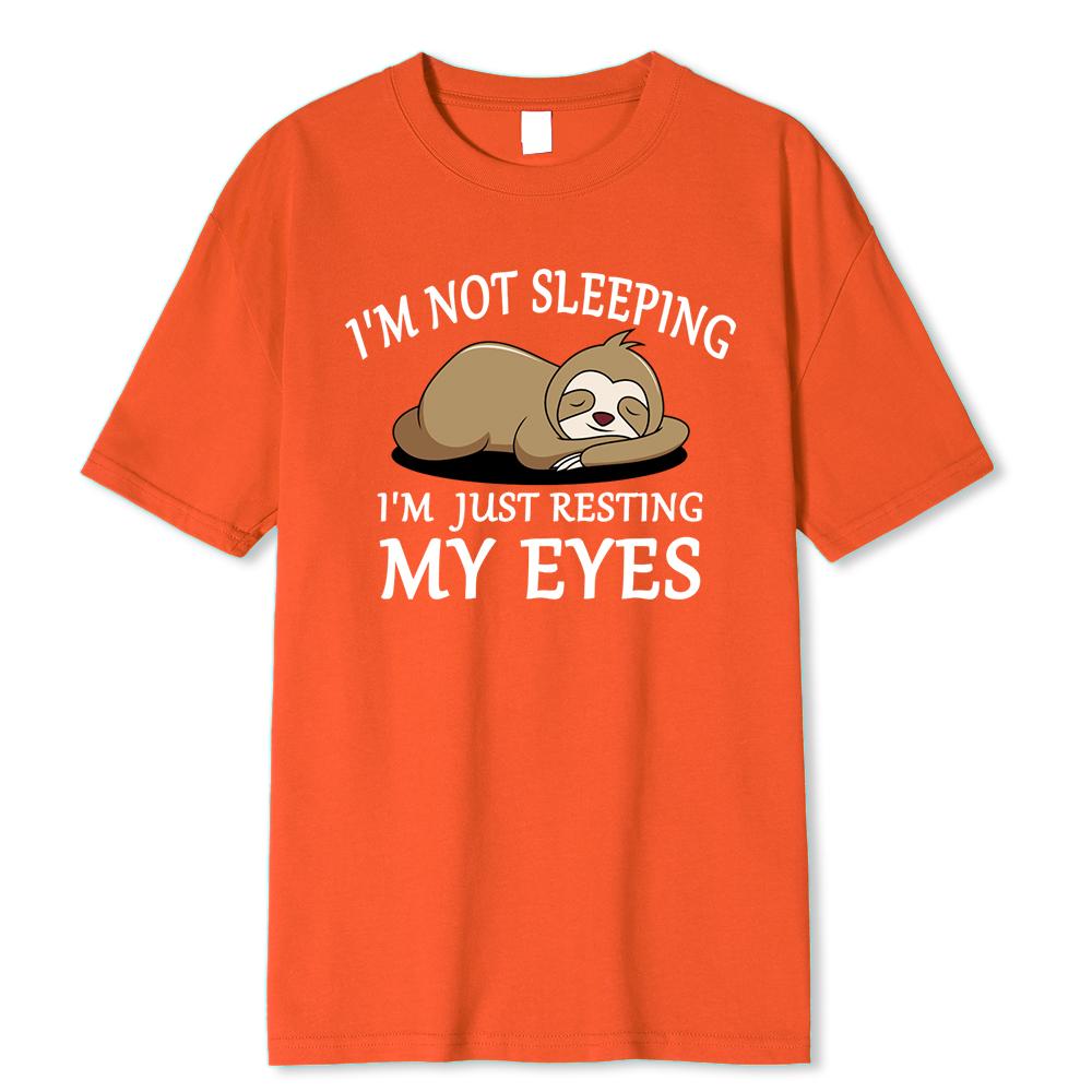 Лень:Я Не Сплю Я Просто Отдыхаю Мои Глаза Мужские Футболки Мода Дышащие Футболки Свободная Хлопковая Футболка Одежда Бренд Футболка