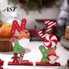Christmas Party Favors Wooden Ornament, Gingerbread Man Reindeer Letter Decor, Colorful Tabletop Table Centerpieces Figurines for Holiday Tree