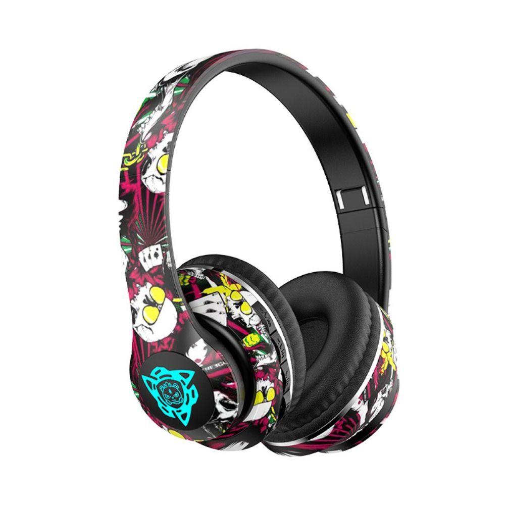 Новые Bluetooth-наушники с граффити, Hi-Fi звук, басы, складные, беспроводные, со встроенным микрофоном, наушники