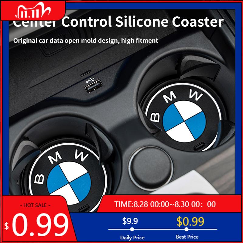 LHNJF1 Car Sticker 2PCS Car Coasters For BMW 5 Series G30 F10 G32 G20 G05 G01 G02 F20 F30 Silicone Cup Holder Coaster Center Console Ac