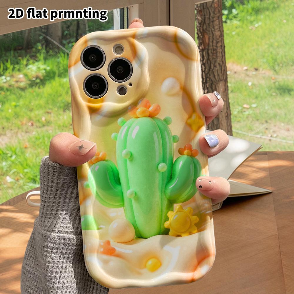 Phone Case: 2D flat design suitable for iPhone 18, 17, 16, 15, 14, 13 Pro protective case, cute soft succulent cactus, perfect holiday gift for Christ