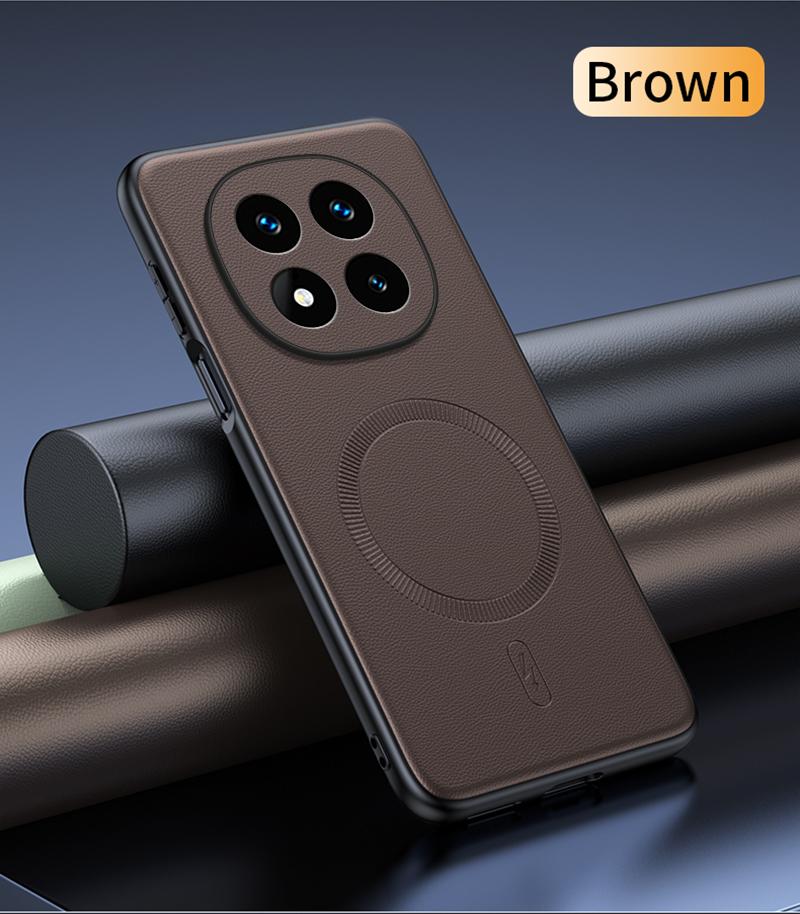 Чехол для Redmi Note 14 Pro 5G Магнитная кожаная защитная крышка Высококачественный Не оставляющий отпечатков пальцев Нескользящий ПК+ТПУ