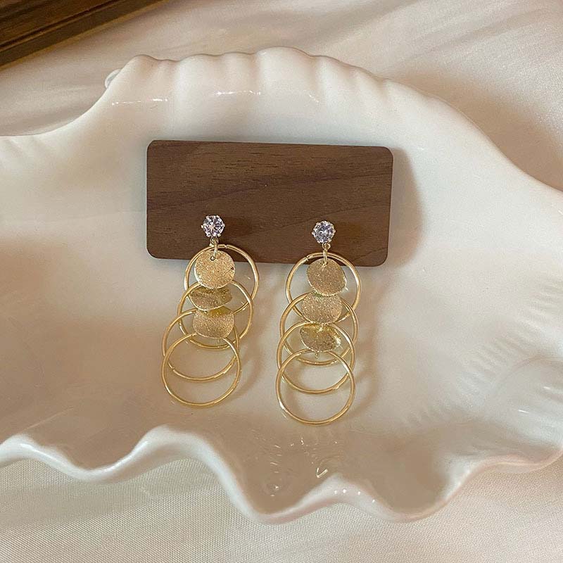 Новые ретро круглые нашивки матовые кисточки геометрические серьги простые длинные преувеличенные серьги дамы подарки на вечеринку