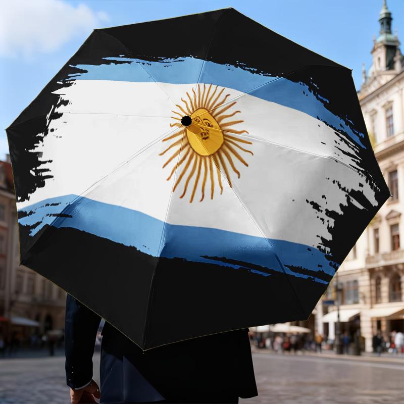 Argentina Flag Design Automatic Folding Umbrella - 8-Rib Travel Umbrella with Auto Open/Close & Portable Gifts for holidays or birthdays